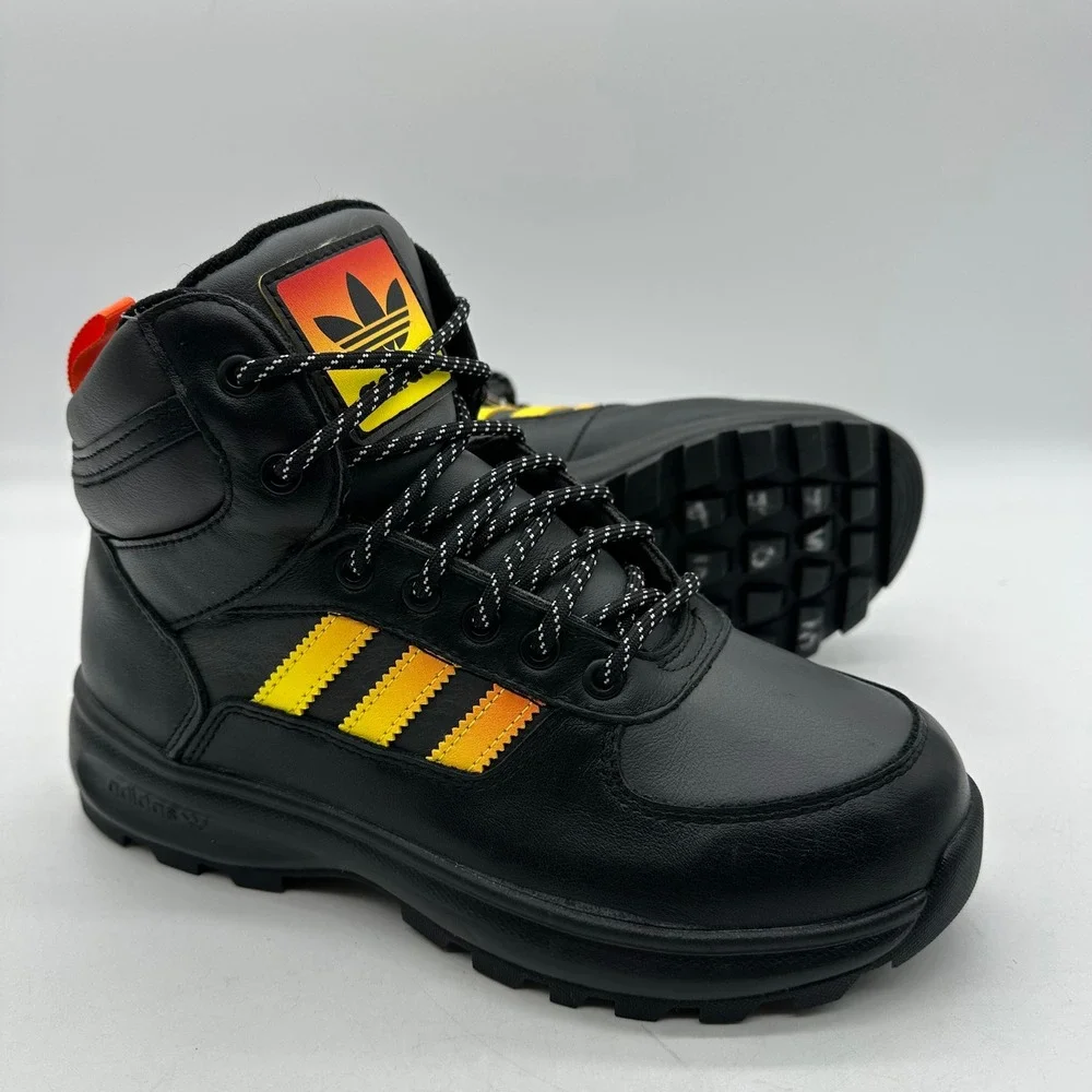 Adidas HQ2067 Mens Size 6 Black Chasker Solar Gold High Leather Sneaker Boots